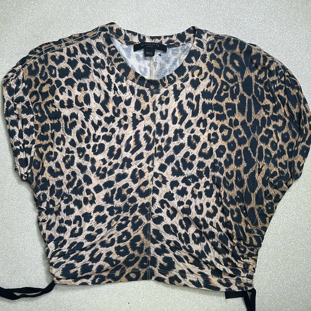 All Saints cheetah side tie shirt